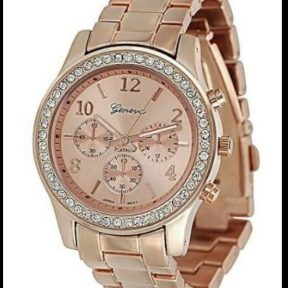 Geneva Ladies "Boyfriend" Watch Geneva Platinum Rose Gold